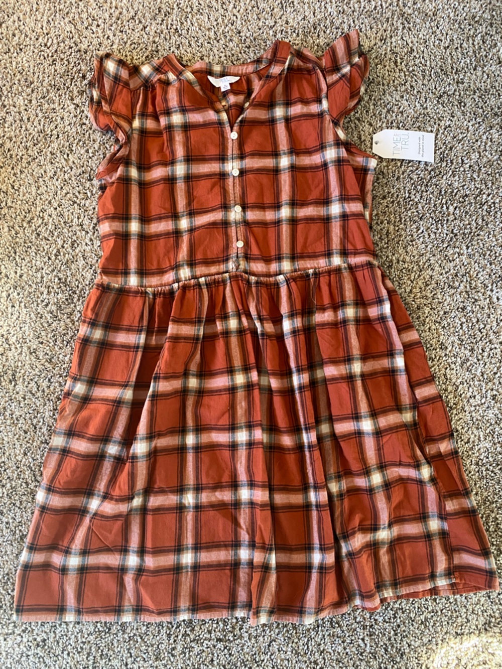 NWT Rust Plaid Button-Front Dress - Picture 2 of 6